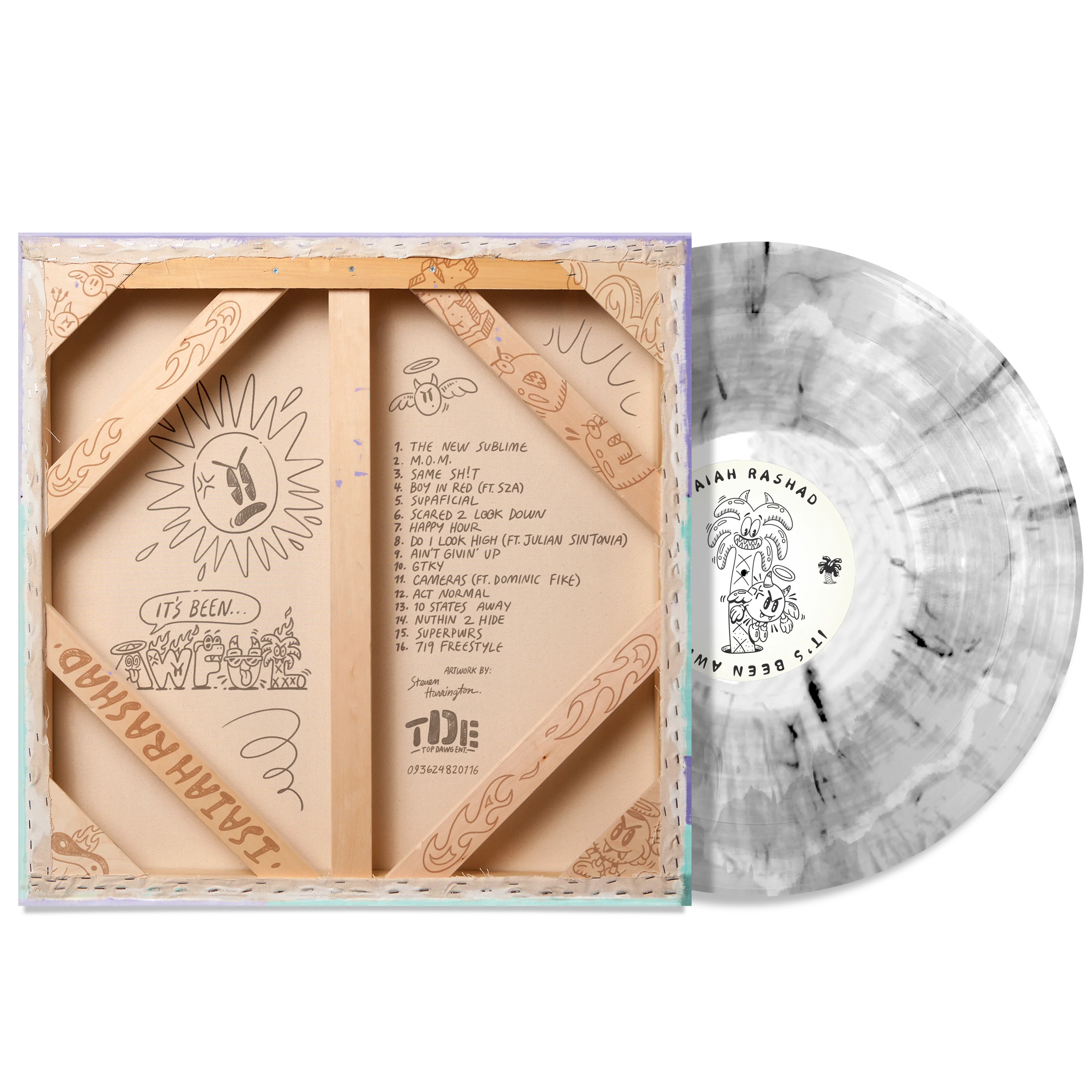 Isaiah Rashad - It's Been Awful Gatefold 2LP Swirl Vinyl (Steven Harrington Uncolored Edition) - Image 2