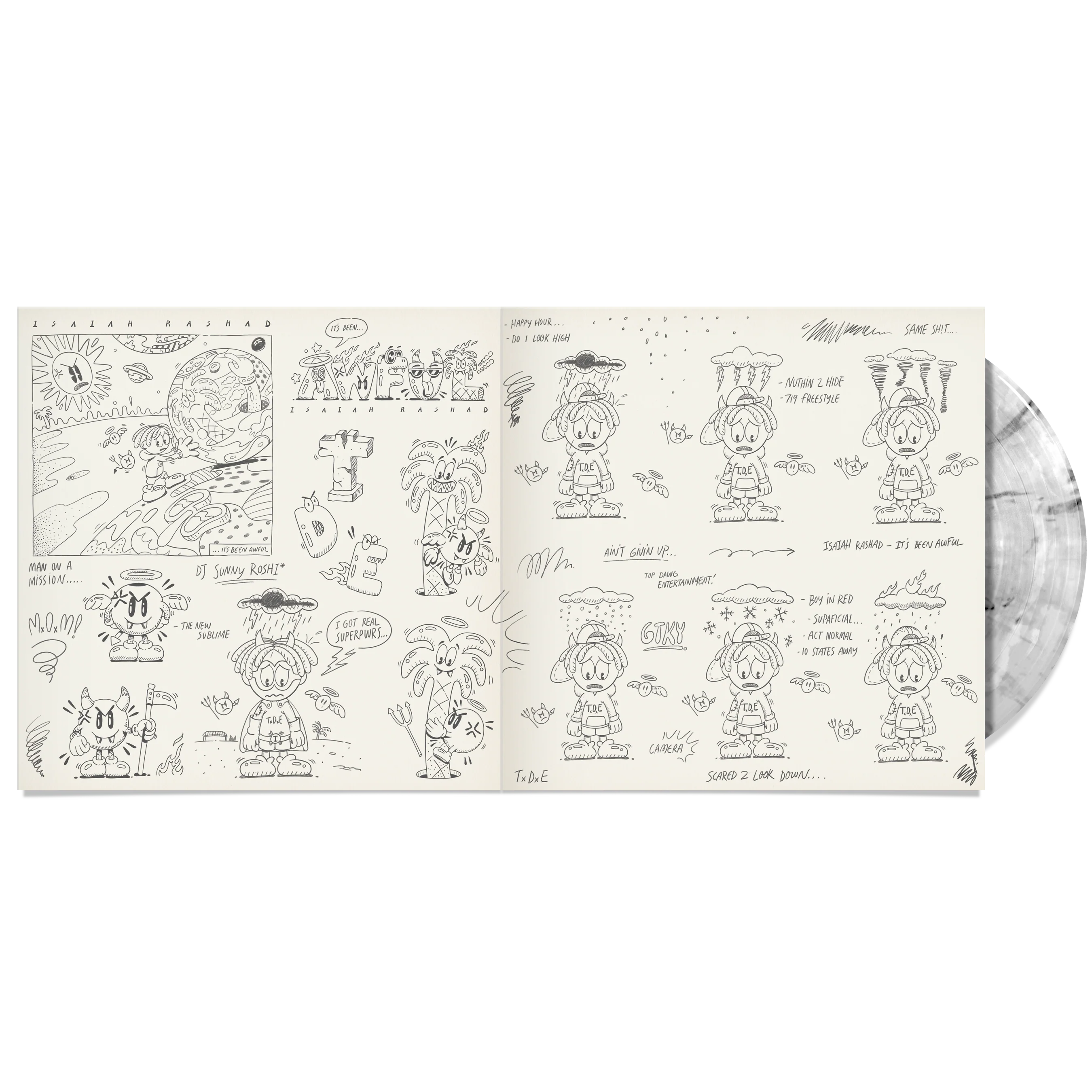 Isaiah Rashad - It's Been Awful Gatefold 2LP Swirl Vinyl (Steven Harrington Uncolored Edition) - Image 3